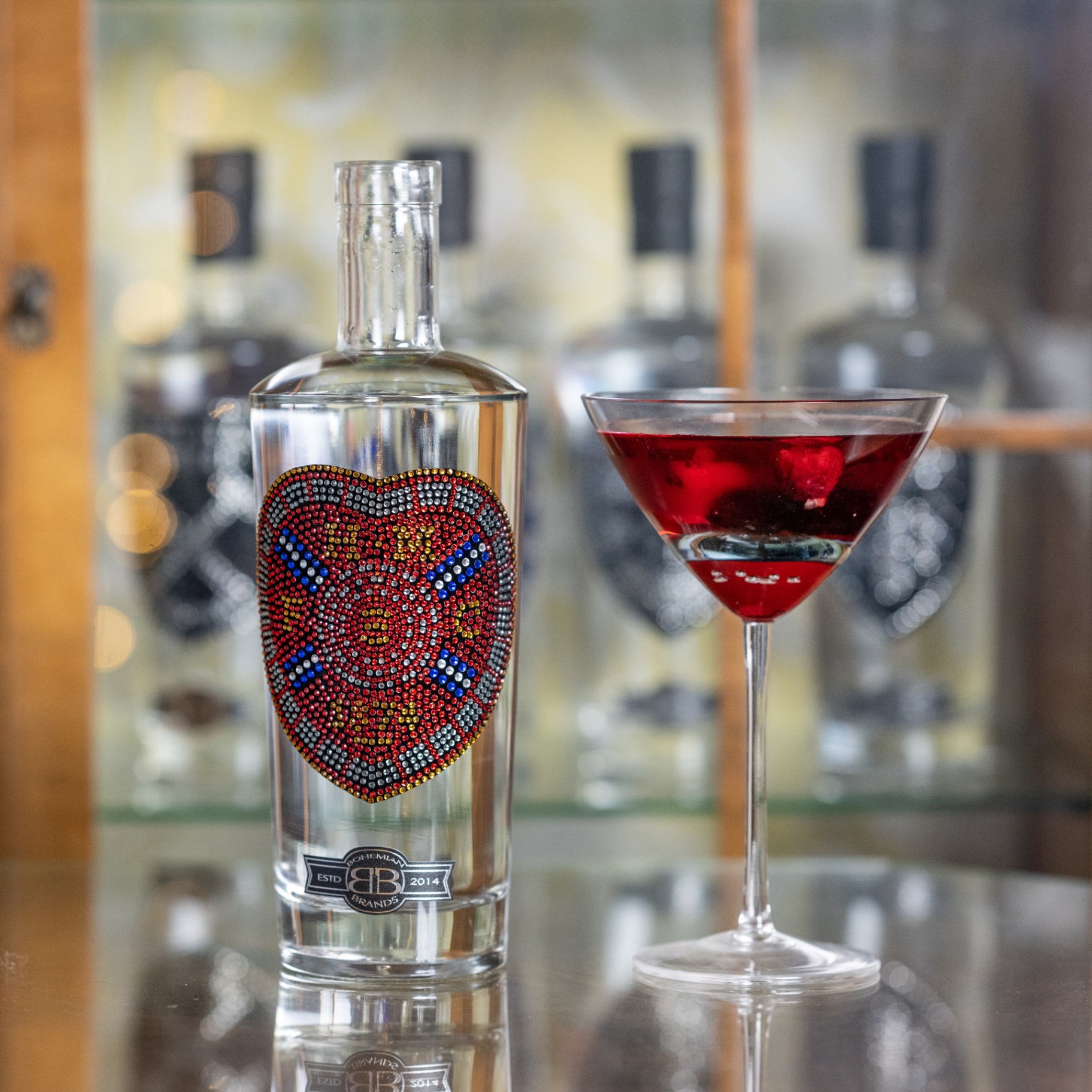 Heart of Midlothian FC crystal-crested vodka served as a maroon cocktail
